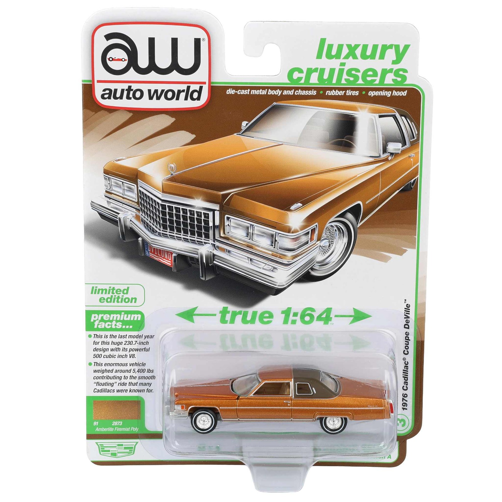 1/64 1976 Cadillac Coupe DeVille, Amberlite Firemist Poly, 64532-A3