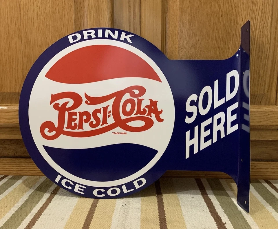 Pepsi Cola Soda Pop Large Flange Metal Sign, Garage Man Cave | Free Shipping - Image 4 of 4