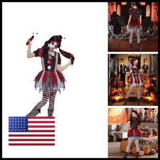 Momkonzz Girls Halloween Costumes Kids Creepy Killer Clown Costume Short Sleeve
