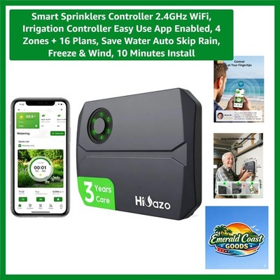 Intelligent Smart Irrigation Controller - 4 Zones, Save Water with App Access