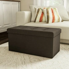 Large Foot Stool Storage Ottoman Bench and Lid 30 x 15 x 15 for Seat or Feet