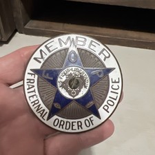 Vintage Member Fraternal Order Of Police Porcelain Emblem License Plate Topper Vintage Member Fraternal Order Of Police Porcelain Emblem License Plate Topper