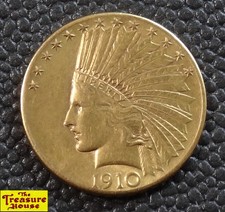 1910-D Denver Native American Indian Head Eagle TENDOLLARS $10 US 90% Gold Coin