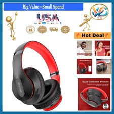 Wireless Bluetooth Headphones Over Ear 65H Playtime HiFi Stereo Black