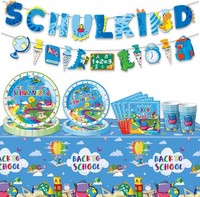 Einschulung Geschirr Set Blau Pappteller Servietten Tischdeko Schulanfang Kinder