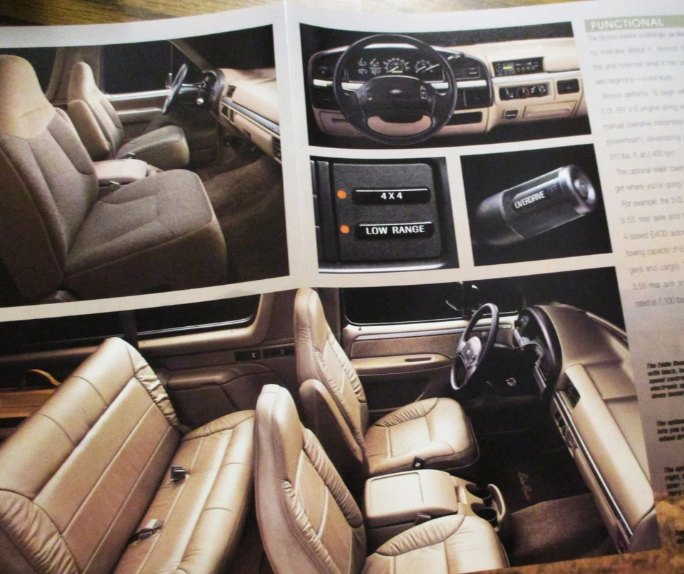 1993 Ford Bronco SUV Brochure Eddie Bauer XLT 4x4 Excellent Dealer Original 93 - Image 4 of 4