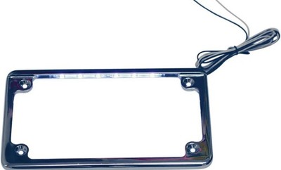 Custom Dynamics Motorrad LED Kennzeichenrahmen in Chrom und HD Kennzeichenhalter