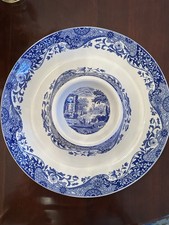 NWT Spode Blue Italian Chip And Dip Appetizer Plate Round