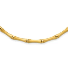 14K Yellow Gold Polished and Brushed Bamboo Necklace 29.70gm
