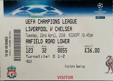 LIVERPOOL V CHELSEA-22/04/08-UEFA CHAMPIONS LEAGUE TICKET.