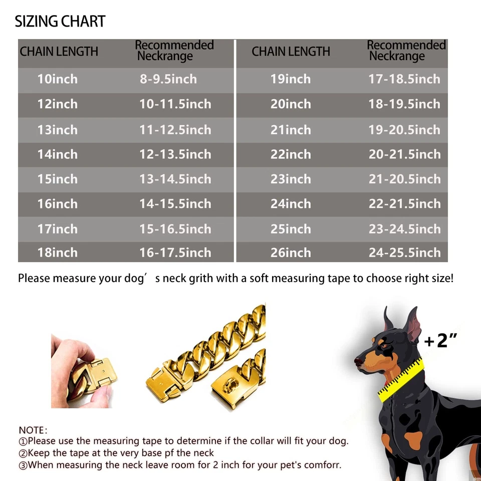Collar de cadena para perro grande con hebilla fuerte resistente 32 mm de grosor ancho de acero inoxidable... Foto 4 de 4