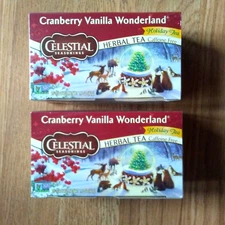 Lot 2 NIB Celestial Herbal Tea Cranberry Vanilla Wonderland 36 Bag Xmas FreeShip