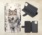 Wolf Winter Forest PU Skórzane etui z klapką do iPhone'a Samsung Huawei Pixel