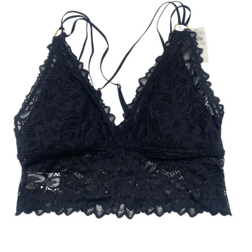 Aerie Bra Women’s XS Lace Bralette Lightly Lined Strappy Black NWT