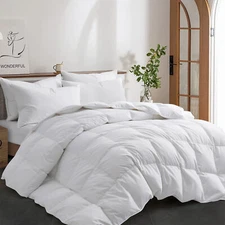 UNIKOME Natural White Down Feather Duvet Comforter Insert Soft Silent Cover