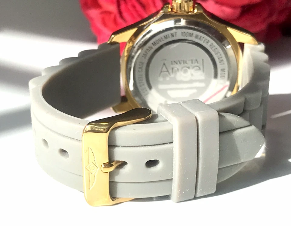 Reloj Mujer Invicta 22100 Angel Gris Correa Silicona Cronógrafo RARO Foto 4 de 4
