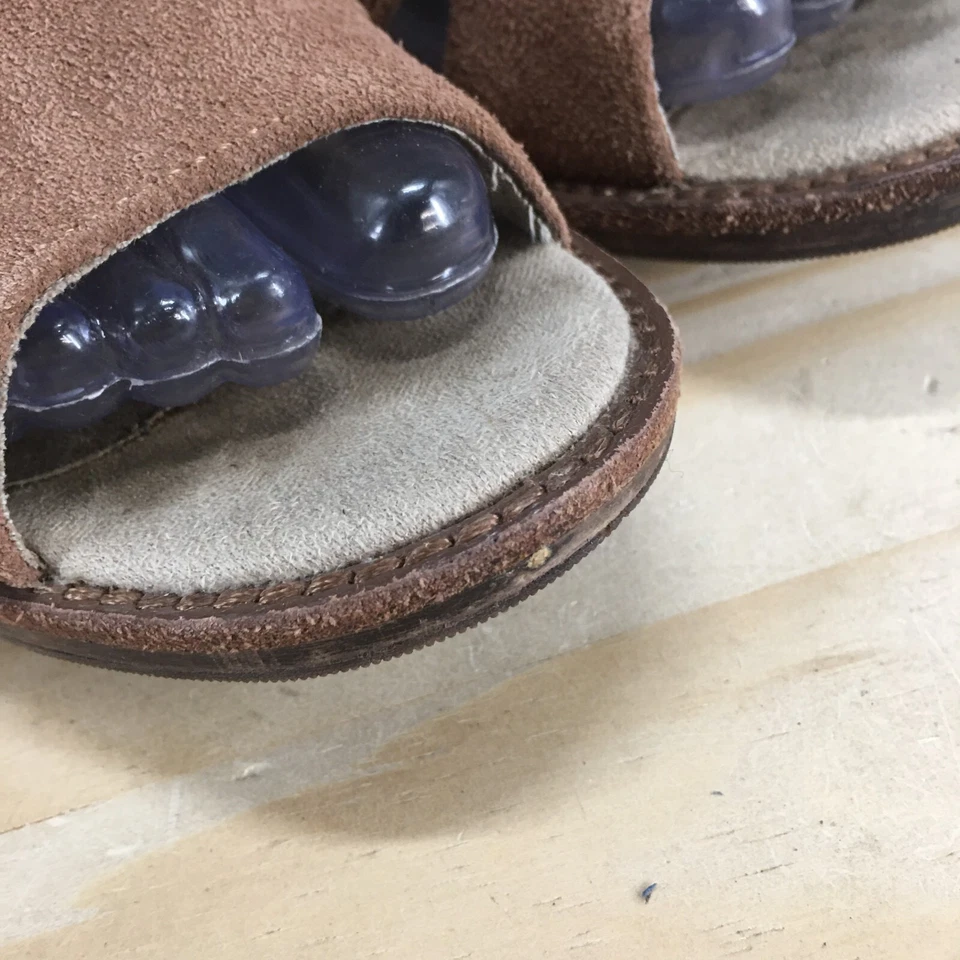 Sandalias CAT para mujer 7 gladiador cuero marrón hebilla correa punta abierta tacones bloque Foto 4 de 4