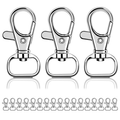 Lot De 30 Mousquetons Tournants - Porte-clés En D En Zinc - Parfaits Pour Clés, Sacs, Bricolage - 10