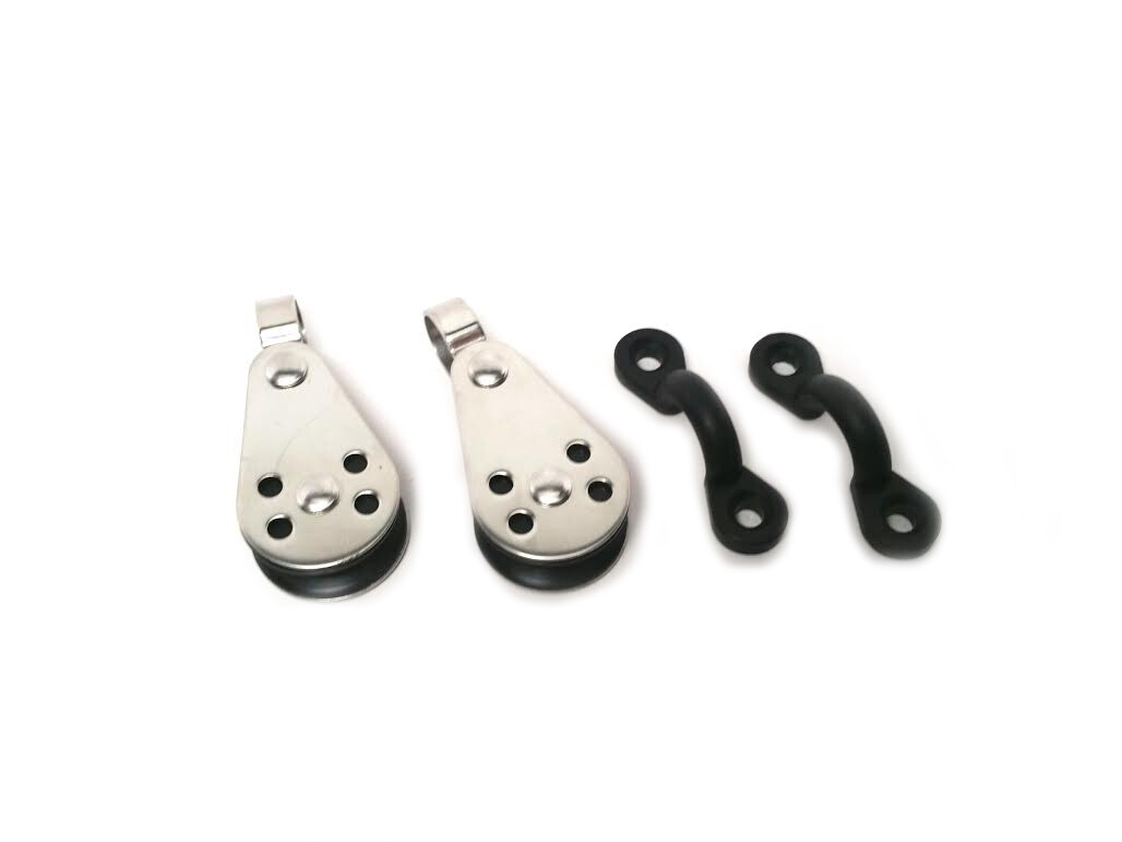 Canoe Boat 2 Pulley Blocks And Pad Eyes Anchor Trolley Kit