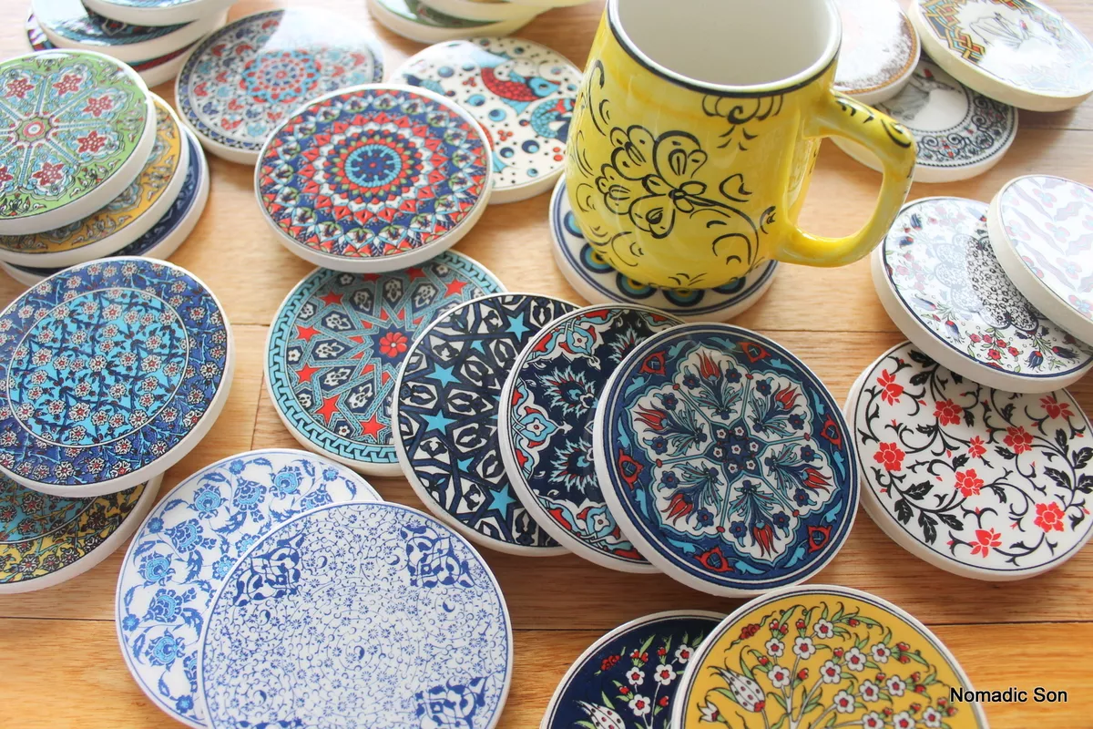 Turkish ceramic coasters - traditional Ottoman designs - mix and match