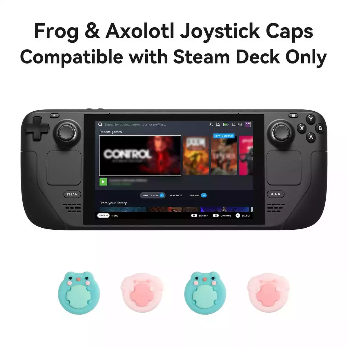 GeekShare Heart Button Caps Compatible with Nintendo Switch Only,PC Joystick  Cover,4PCS - Pink & Blue