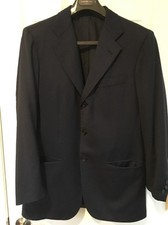 Kiton Men's Solid Navy Blue 3 Button Sport Coat Jacket EUC