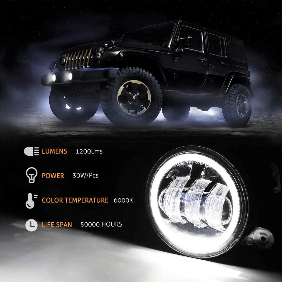 Par de luces antiniebla LED para parachoques aptas para Jeep Commander 2006 2007 2008 2009 2010 Foto 2 de 4