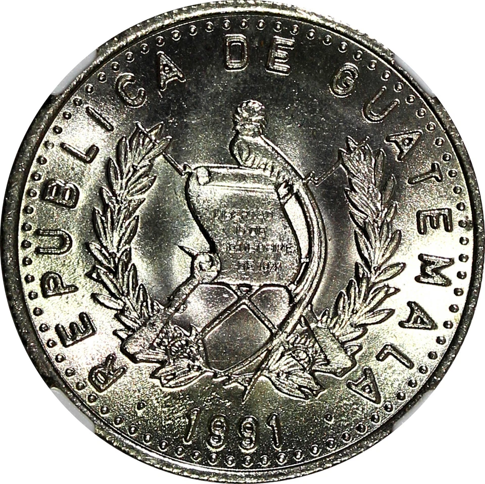 Guatemala Copper-Nickel 1991 10 Centavos NGC MS67 GEM BU KM# 277.5 (041) - Image 4 of 4