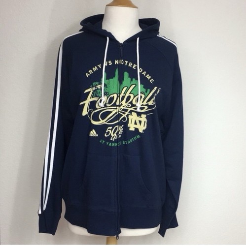 New Adidas Unisex Notre Dame VS Navy 50th Yankee Stadium Hood Zip Sweatshirt XL