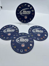 BUD LIGHT NFL AFC NFC Helmets Beer Coasters Set of Four (4)