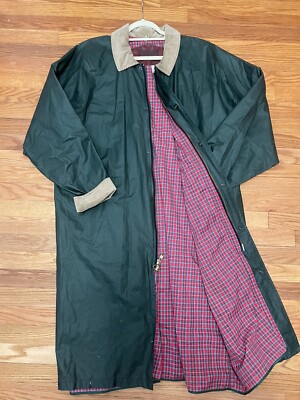 Vintage Women’s Woolrich Sz XL Lined Corduroy Collar Long Rain Nylon Jacket  Coat