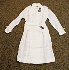 $698 Polo Ralph Lauren 100% Linen Cotton Eyelet Lightweight Coat White Size 6