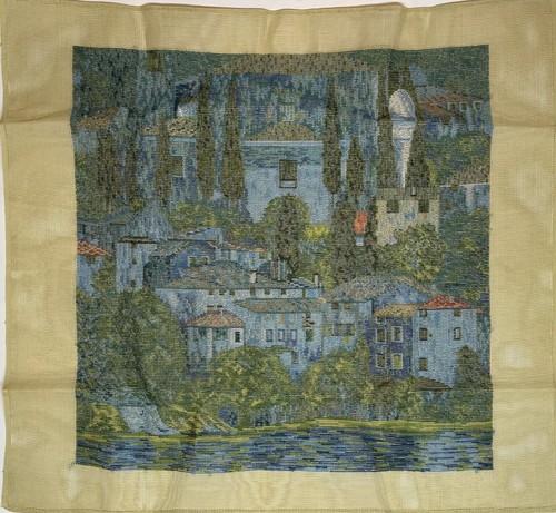 Gustav Klimt CHURCH IN CASSONE w/CYPRESSES Needlepoint Tramme Kit 24"x24" - Picture 2 of 5