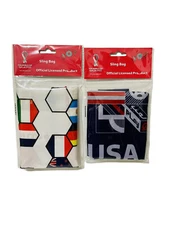 2 Packs FIFA World Cup Qatar 2022  USA 17” x 13” Drawstring Sling Bag - NEW