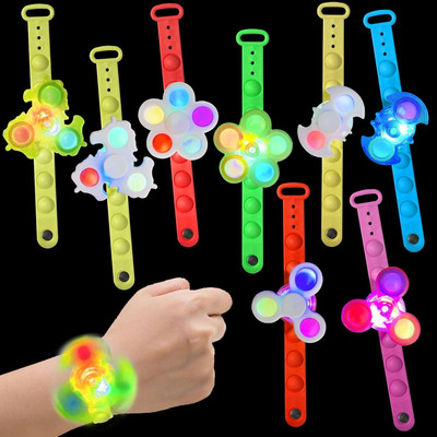 25Pack LED Light up Fidget Spinner Bracelets, Glow in the Dark Party Favors F...