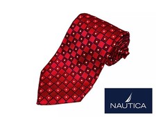 Luxurious Nautica 100% Silk Red Tie, 57½"L x 3½"W, Made in USA