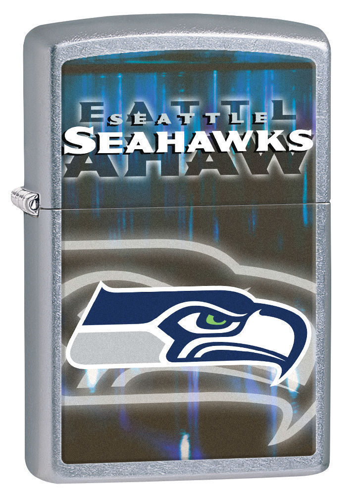 New Zippo Street Chrome Lighter With Seattle Seahawks Logo, 28611, New In Box.