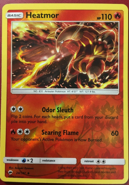Pokemon - HEATMOR - 24/147 - Burning Shadows  - Reverse Holo - NM/M