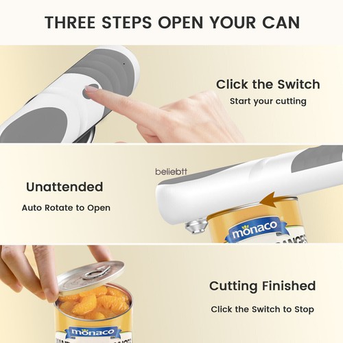 USB Rechargeable Electric Can Opener with Extra Replaceable Blade No Sharp Edge - Picture 20 of 22
