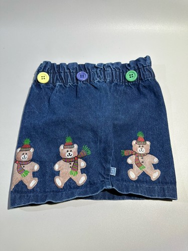 Vintage Chocolate Soup Denim Skirt Buttons Hand painted Winter Bears Girls 4T - Picture 5 of 9