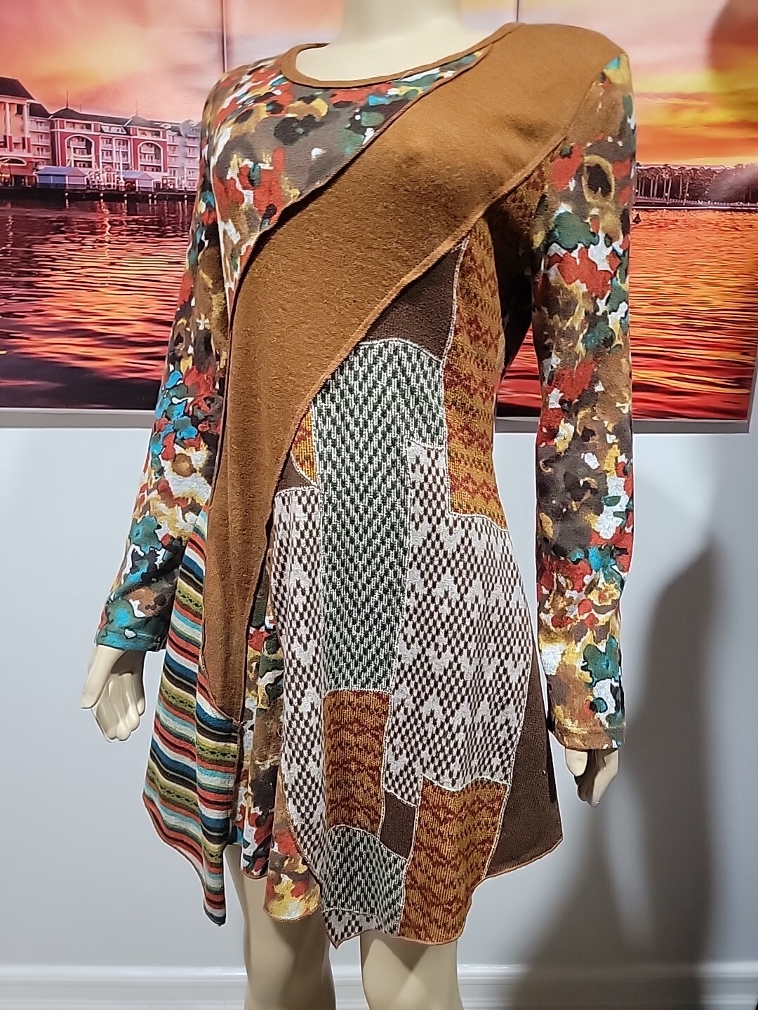 GISEL Funky Boho Patchwork Size M Women's Dress #C - image 5