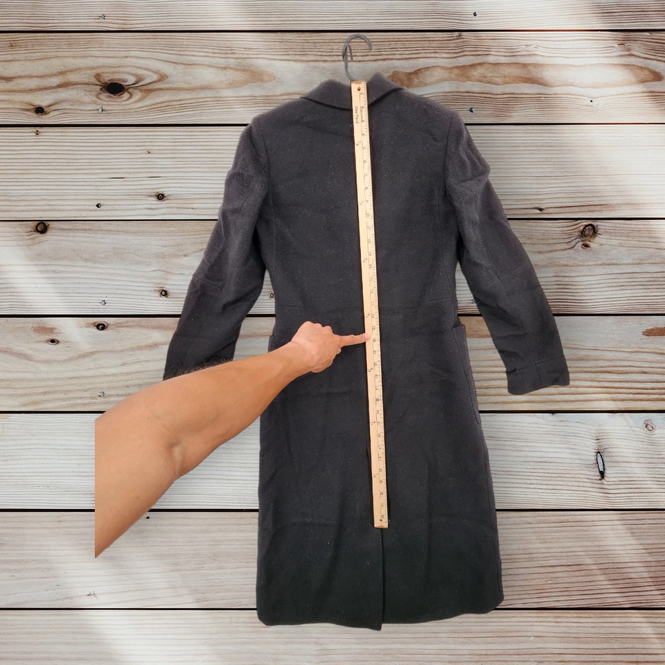 Gabardina vintage Salvatore Ferragamo para mujer 6 botones de lana chaqueta forrada negra Foto 3 de 4