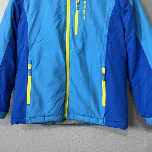 Boys Electric Blue And Green Arctic Paw Windbreaker Fleece Lined Zip Of Jacket - Picture 3 of 8
