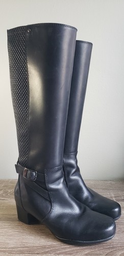 Black Leather Knee High Boots 