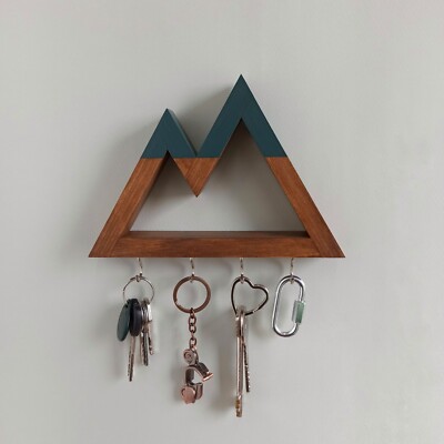Key rack mountains with dipped look tops (nut/brown with dark green tops)