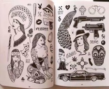Tattoo Flash Book Western Character Skull Style Body Art Design Pattern Template