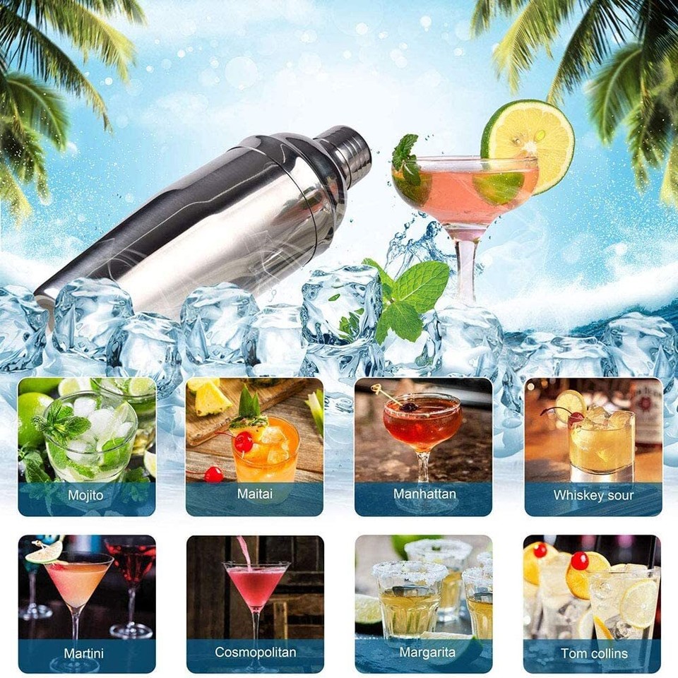 13Pcs Cocktail Shaker Set Mixer Martini Spirits Maker Bar Strainer