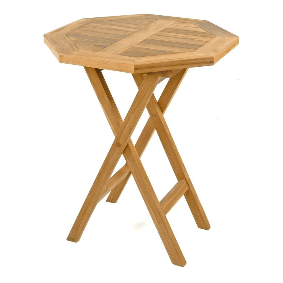 DIVERO 3 tlg. Balkonset Garten-Set Klappstuhl Tisch rund Ø 60cm Teakholz Balkon - Bild 4 von 4