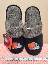 FOCO NFL Cleveland Browns Mens "Scuff" Slippers Black Sz M 9-10 Browns NFL NEW