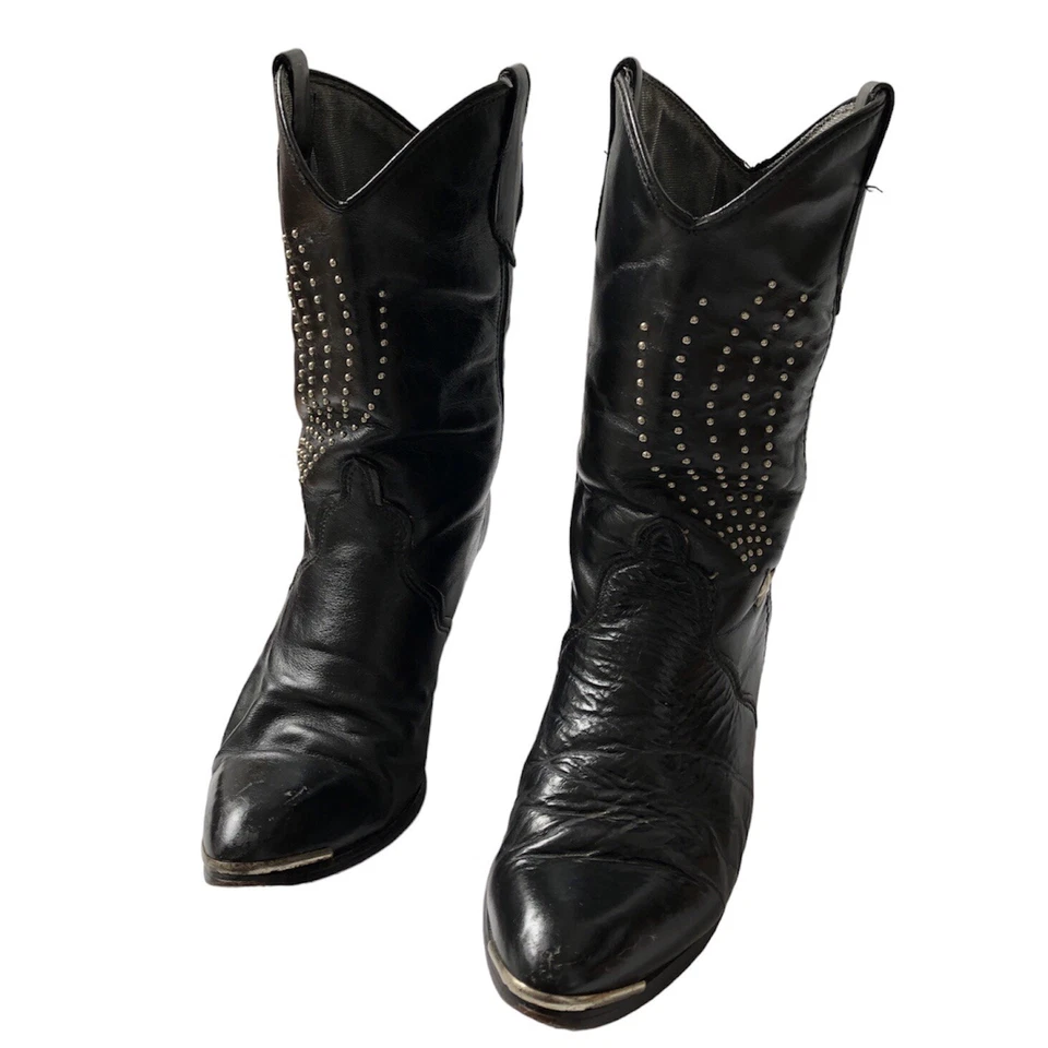 BOTAS VAQUERAS VINTAGE 1980 - Western Tachonado Cuero Rock Gótico Para Mujer’s 6.5 De Colección Foto 3 de 4